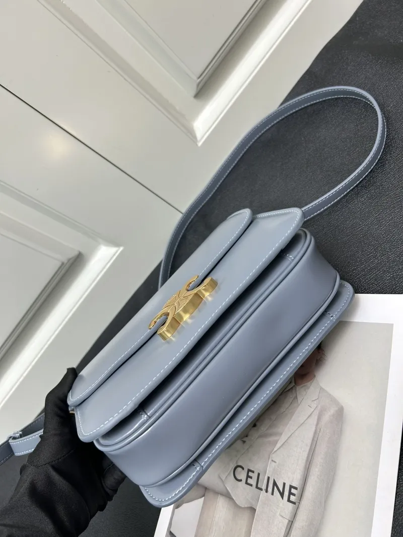 Celine Blue Leather Satchel Crossbody Bag 208 - Image 6