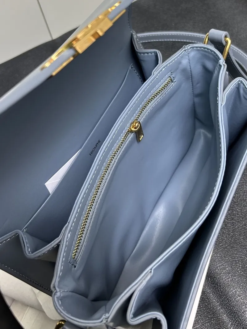 Celine Blue Leather Satchel Crossbody Bag 208 - Image 8