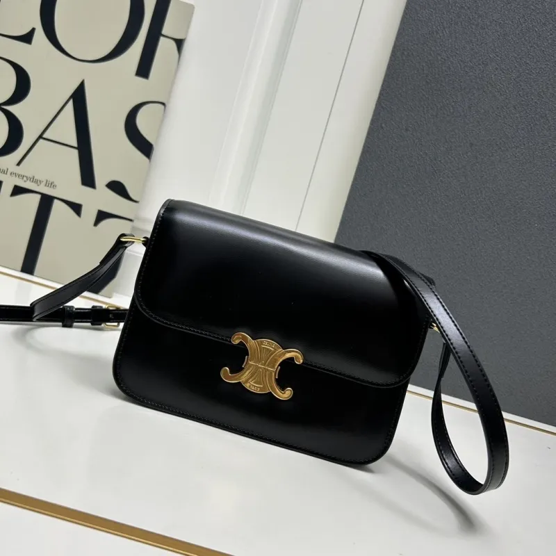 Celine Triomphe Leather Satchel Crossbody Bag