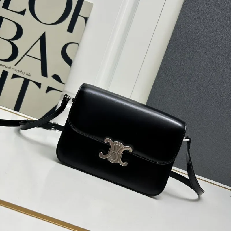 Celine Triomphe Leather Satchel Crossbody Bag - Image 4
