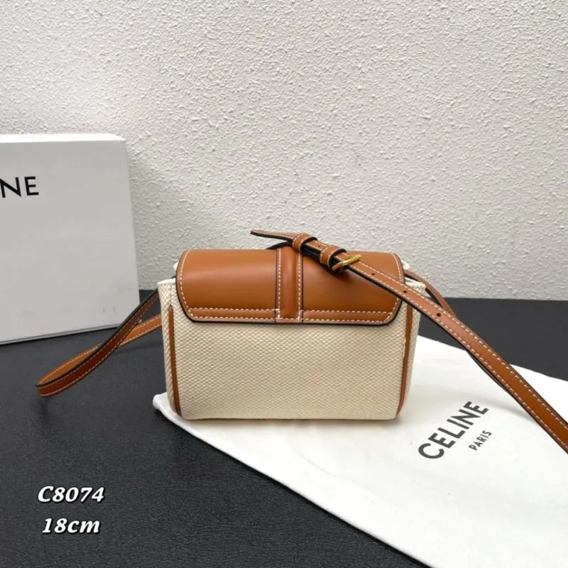 Alternative view of Celine C8074 18cm Beige Brown Crossbody Satchel Bag