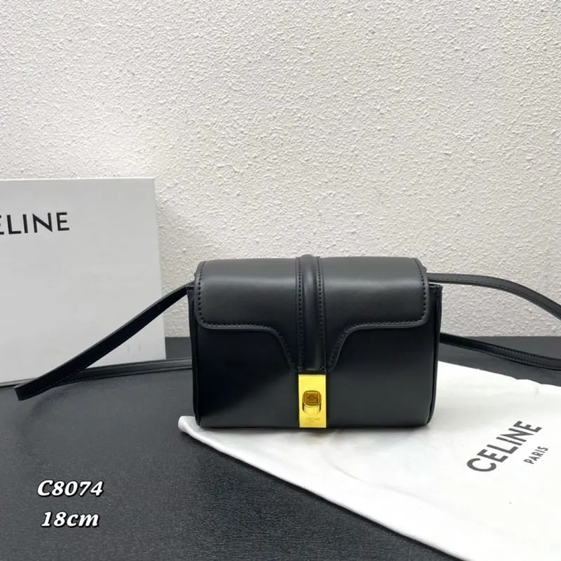 Celine Black Crossbody Satchel Bag C8074 18cm