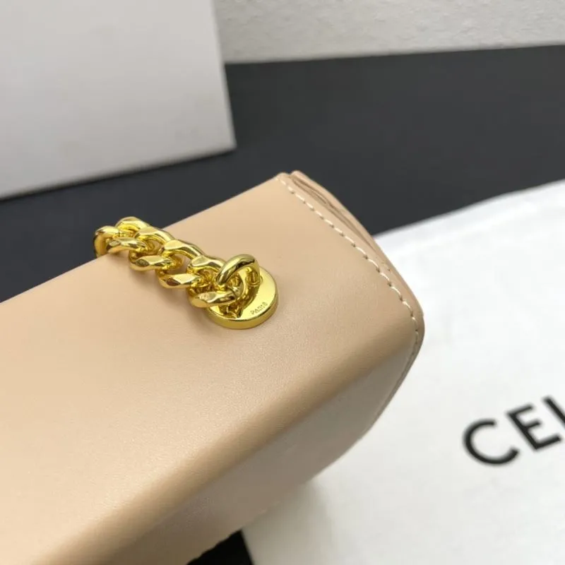 Celine Beige Chain Satchel Bag CL8067 Size 22 - Image 6