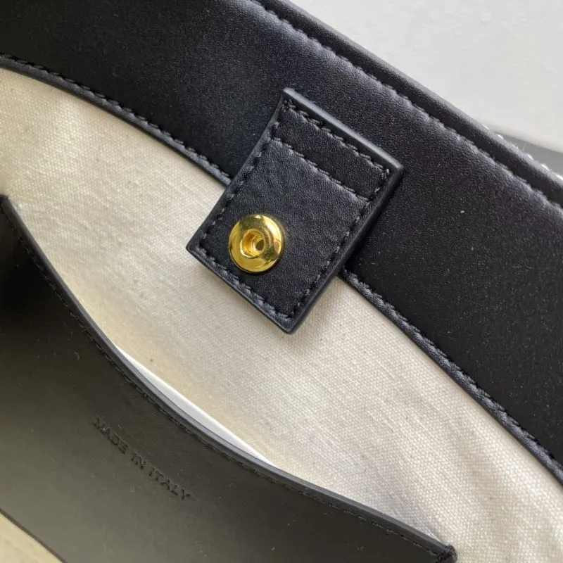 Celine White Black Canvas Crossbody Bucket Bag CL8043 - Image 9