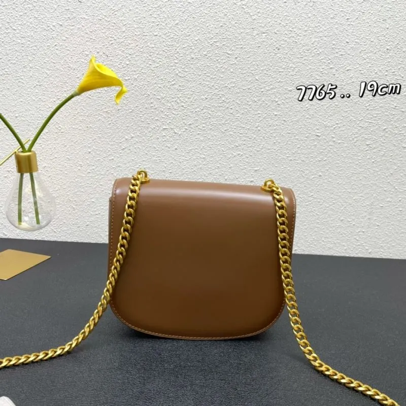 Alternative view of Celine Brown Leather Crossbody Satchel Bag 7765 19cm