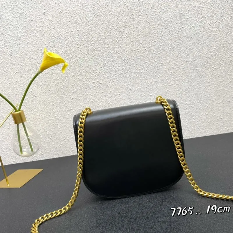 Alternative view of Celine Black Leather Chain Crossbody Bag 7765 19cm