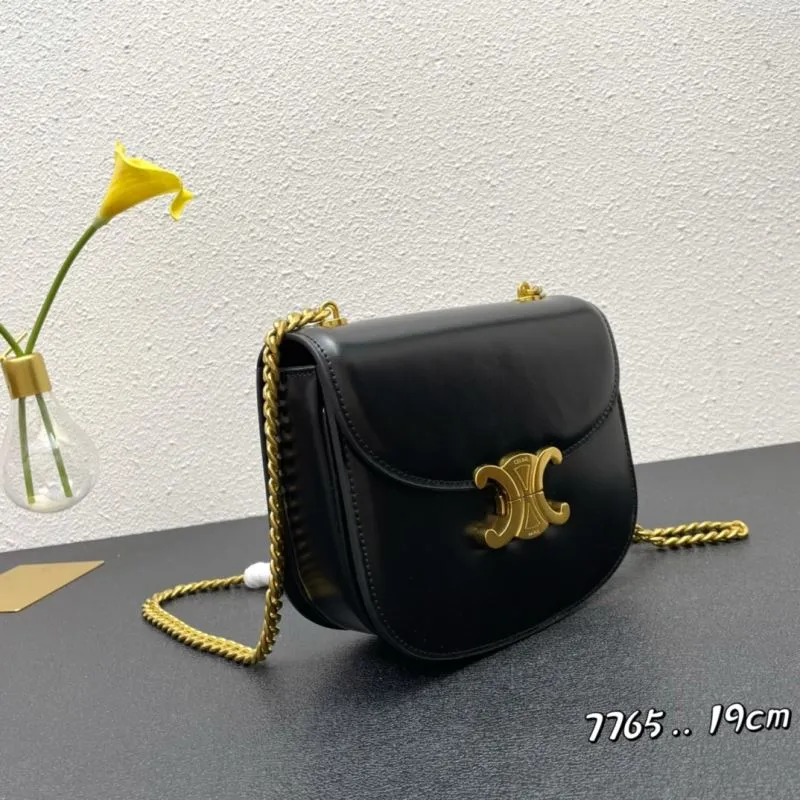 Celine Black Leather Chain Crossbody Bag 7765 19cm - Image 3