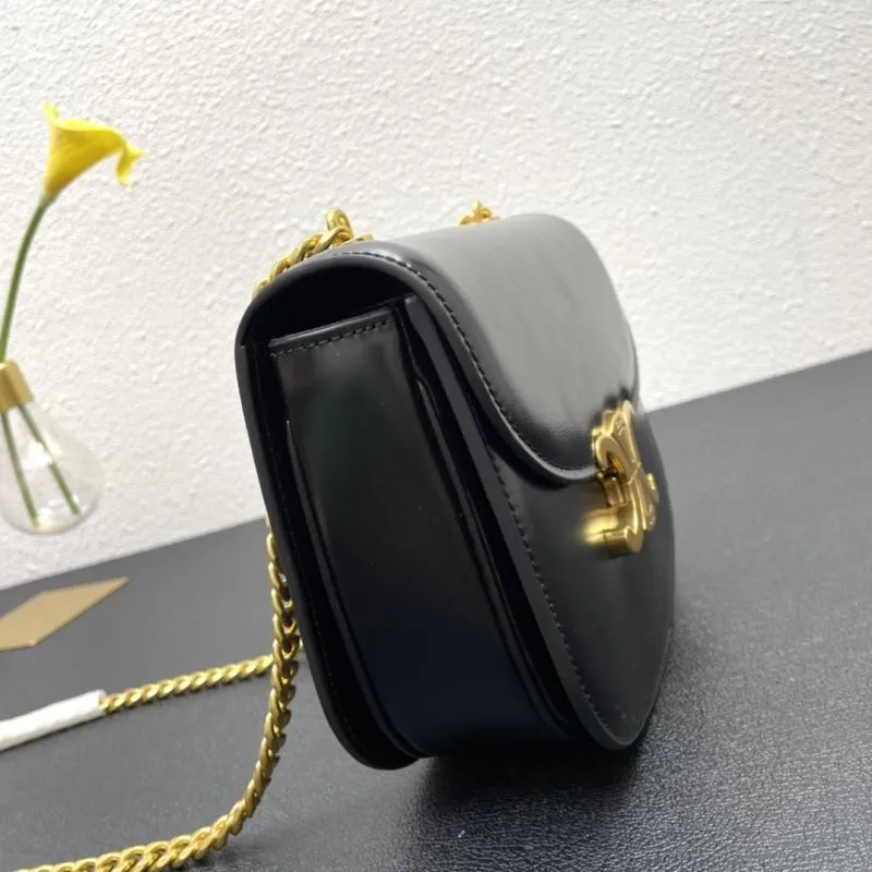 Celine Black Leather Chain Crossbody Bag 7765 19cm - Image 5
