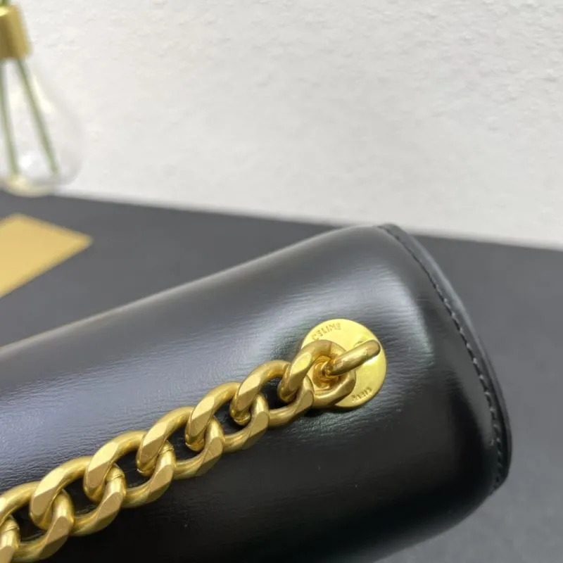 Celine Black Leather Chain Crossbody Bag 7765 19cm - Image 6