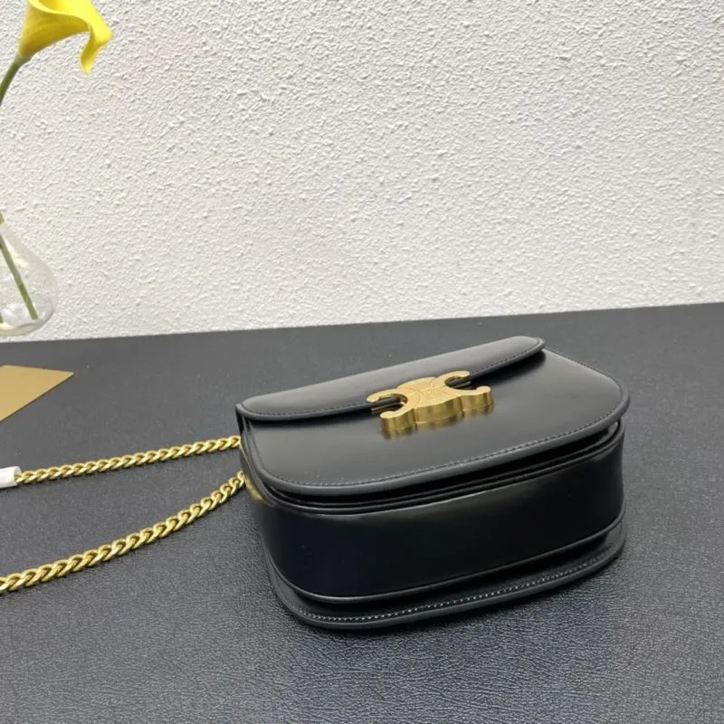 Celine Black Leather Chain Crossbody Bag 7765 19cm - Image 7