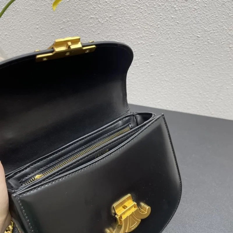 Celine Black Leather Chain Crossbody Bag 7765 19cm - Image 8