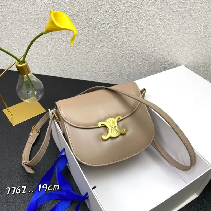Celine Beige Saddle Crossbody Bag 7762 19cm