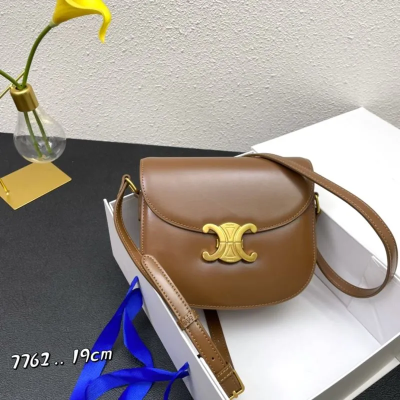 Celine Brown Saddle Crossbody Bag 7762 19cm
