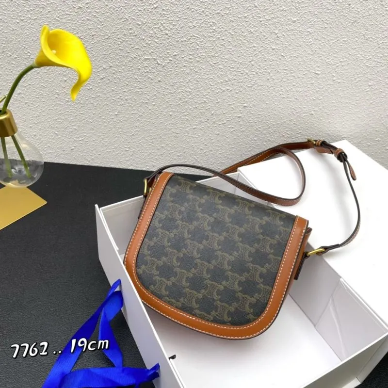 Alternative view of Celine 7762 Brown Monogram Saddle Crossbody Bag 19cm