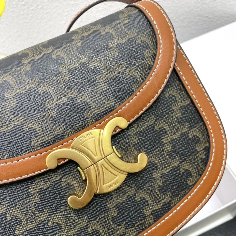 Celine 7762 Brown Monogram Saddle Crossbody Bag 19cm - Image 4