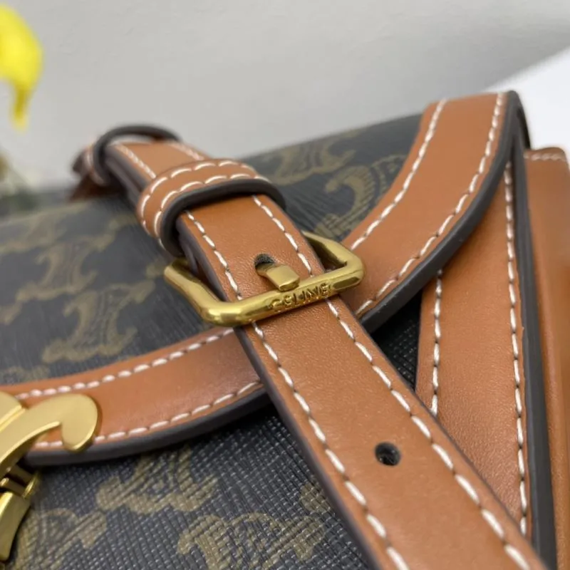 Celine 7762 Brown Monogram Saddle Crossbody Bag 19cm - Image 7