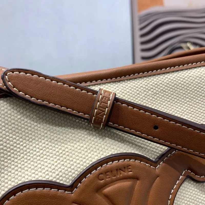 Celine Beige and Brown Canvas Bucket Crossbody Bag - Image 5