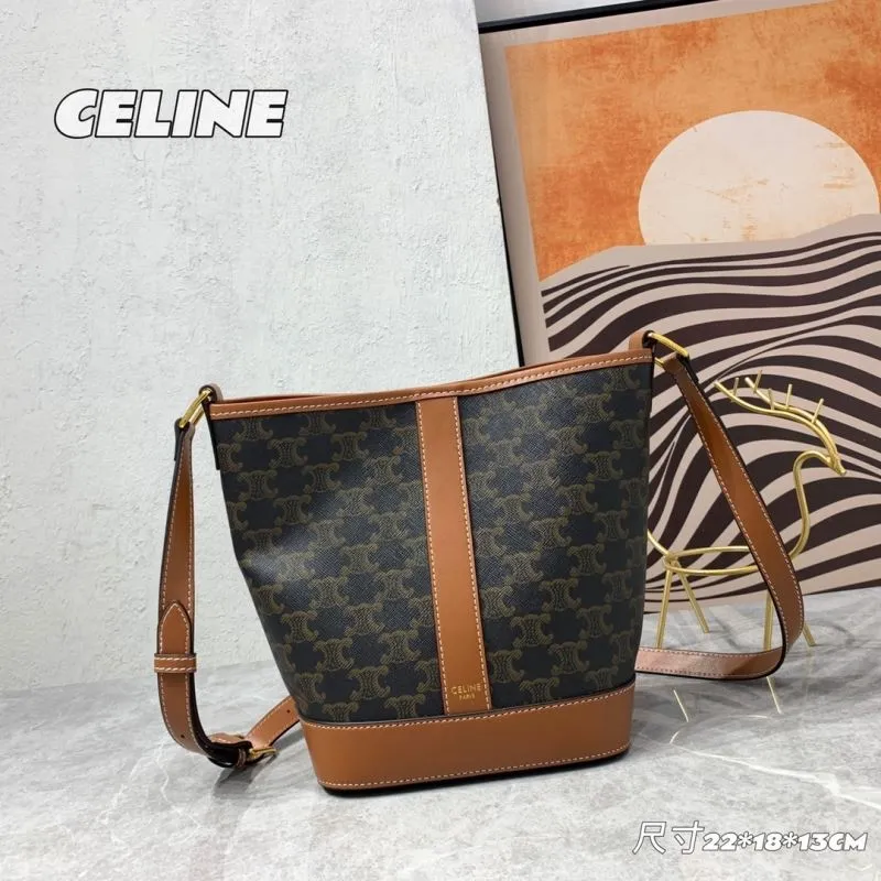 Celine Brown Monogram Bucket Bag
