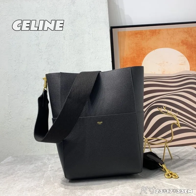 Celine Black Leather Bucket Bag 248