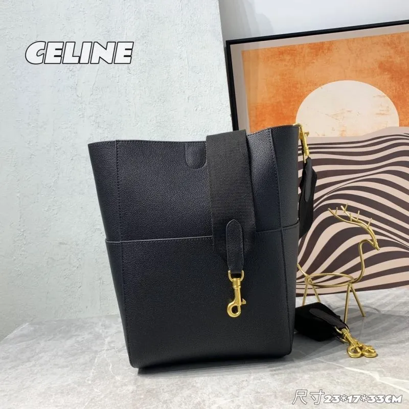 Celine Black Leather Bucket Bag 248 - Image 3