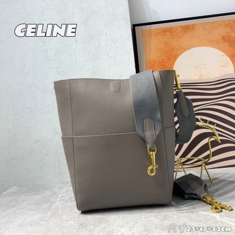 Celine Gray Leather Bucket Shoulder Bag - Image 3