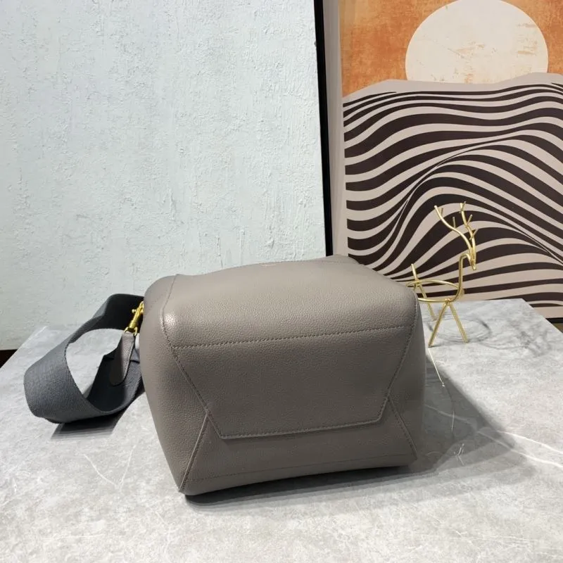 Celine Gray Leather Bucket Shoulder Bag - Image 7