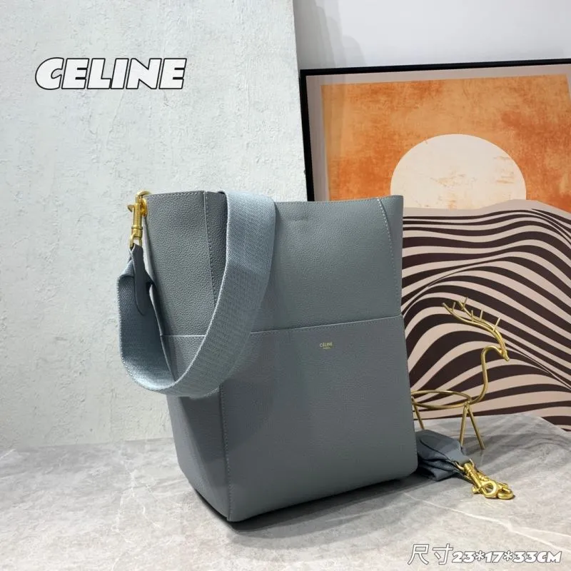 Alternative view of Celine Gray Leather Bucket Bag 23x17x33 CM