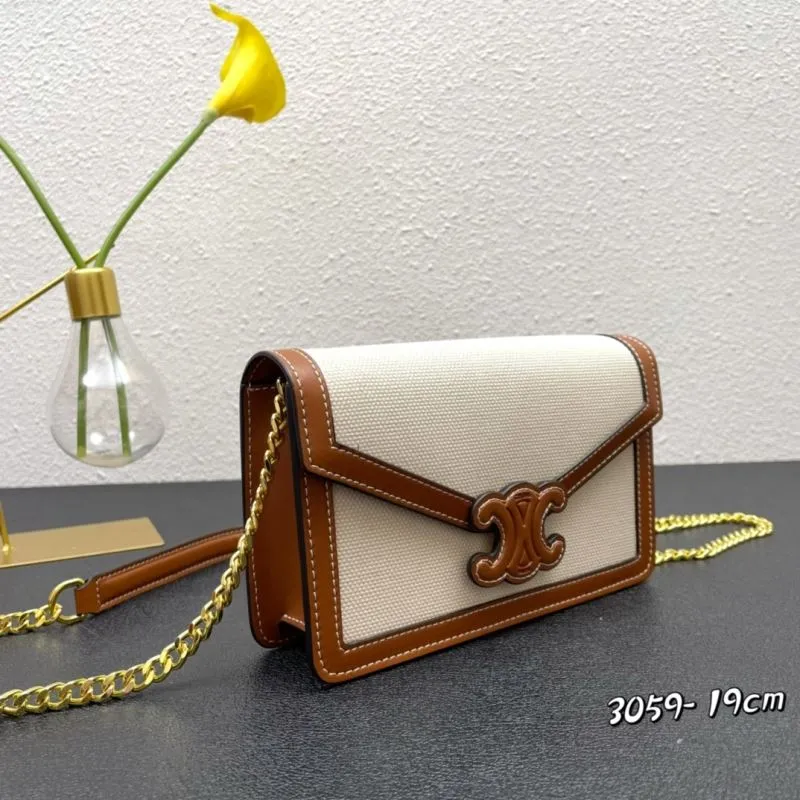 Celine 3059 Beige Brown Crossbody Bag 19cm - Image 3