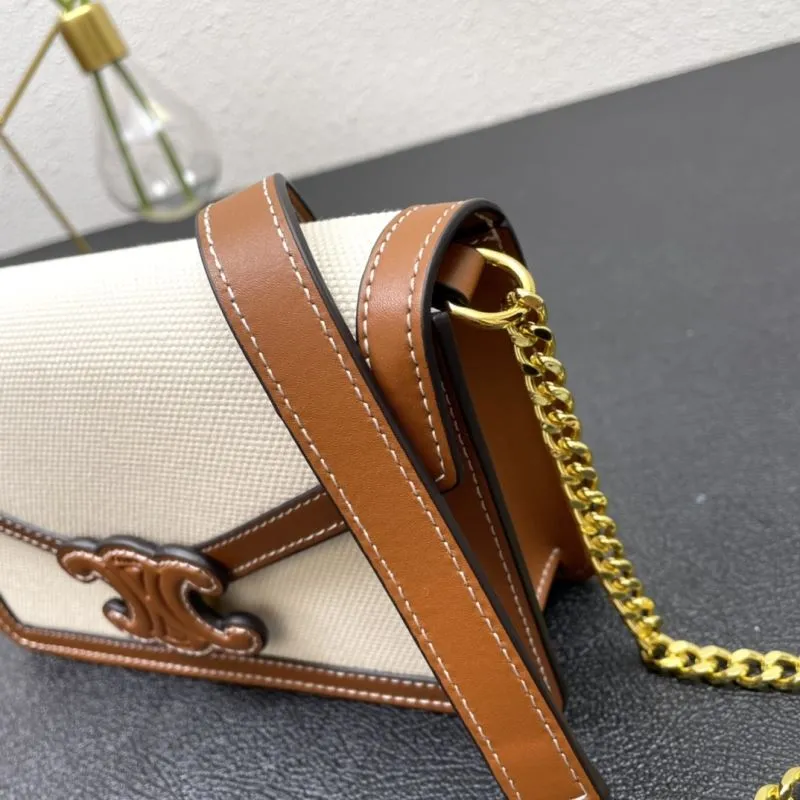 Celine 3059 Beige Brown Crossbody Bag 19cm - Image 6