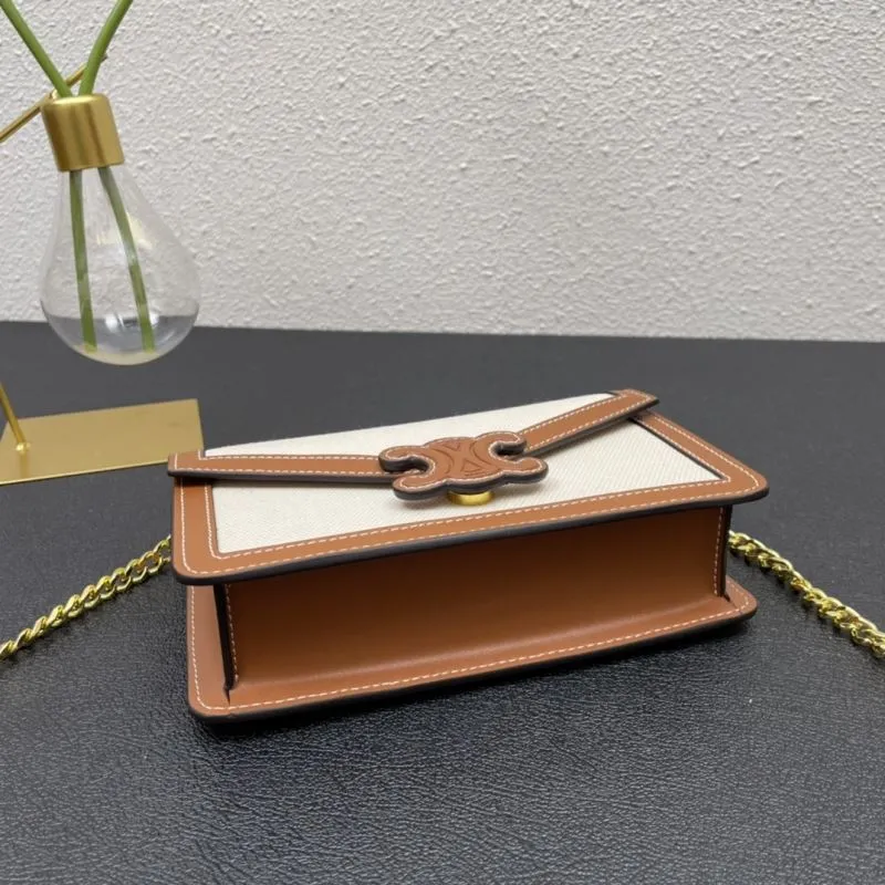 Celine 3059 Beige Brown Crossbody Bag 19cm - Image 7