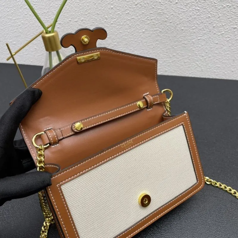 Celine 3059 Beige Brown Crossbody Bag 19cm - Image 8