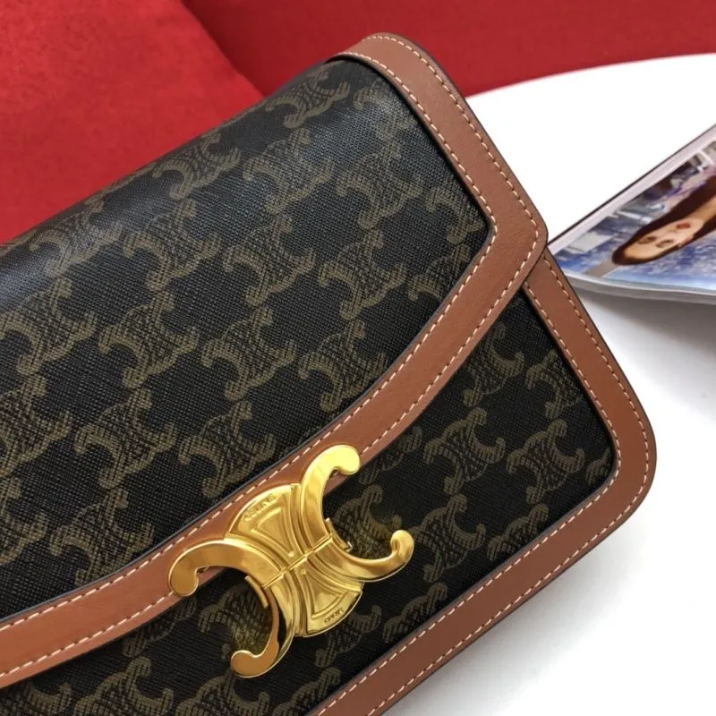 Celine Dark Brown Monogram Satchel Crossbody Bag - Image 4