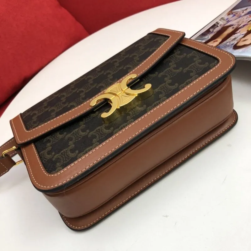 Celine Dark Brown Monogram Satchel Crossbody Bag - Image 7