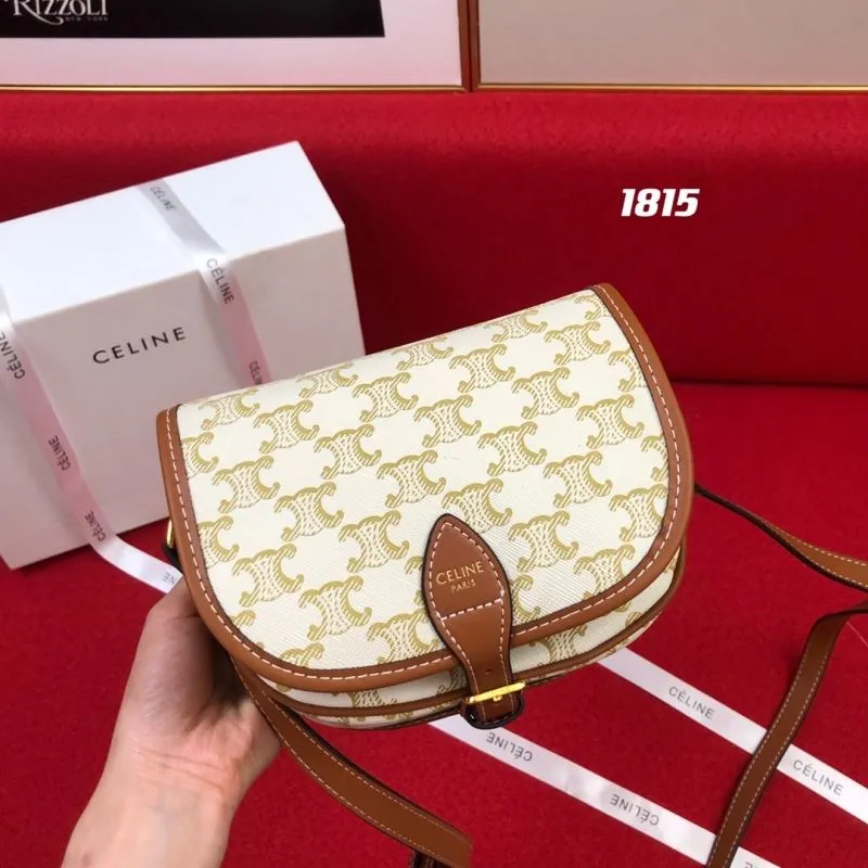 Celine 1815 Beige Saddle Crossbody Bag - Image 4
