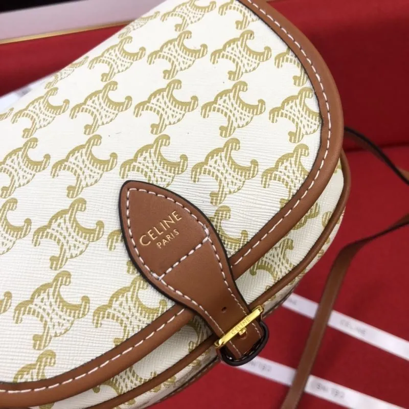 Celine 1815 Beige Saddle Crossbody Bag - Image 5
