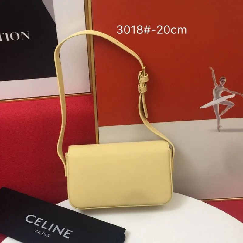Alternative view of Celine Pale Yellow Leather Shoulder Bag 3018 20cm