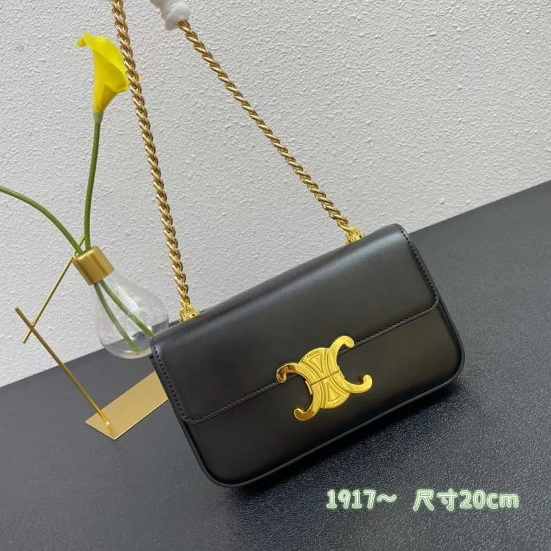 Celine 1917 Black Chain Shoulder Bag 20cm