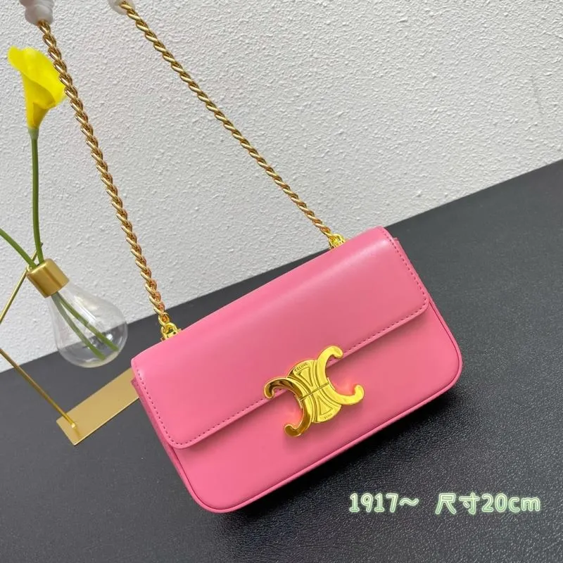 Celine Pink Chain Satchel Bag 263 Size 20cm