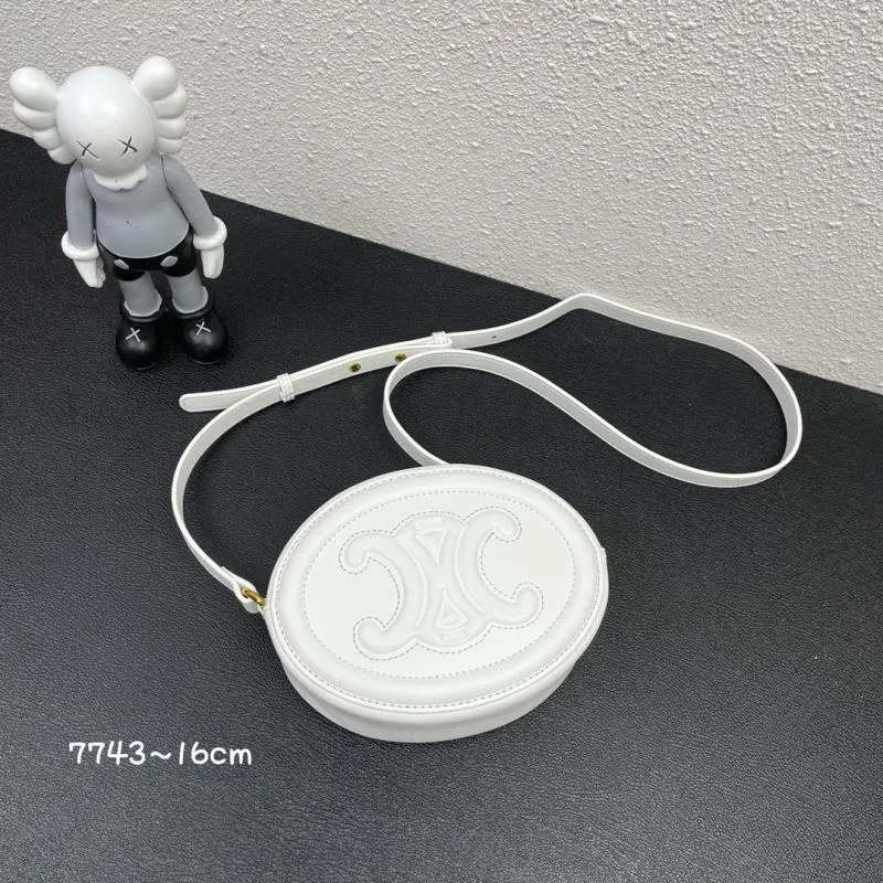 Celine White Round Crossbody Bag 7743 16cm