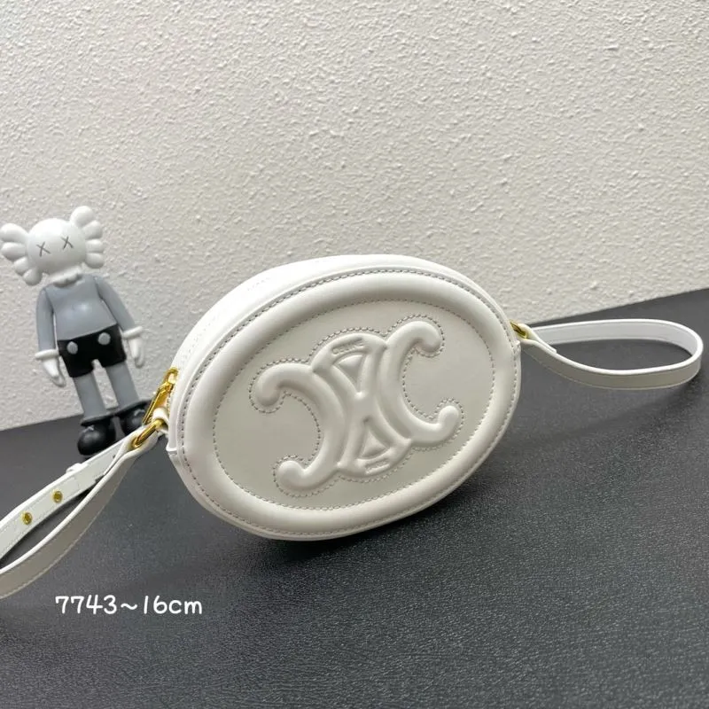 Celine White Round Crossbody Bag 7743 16cm - Image 3
