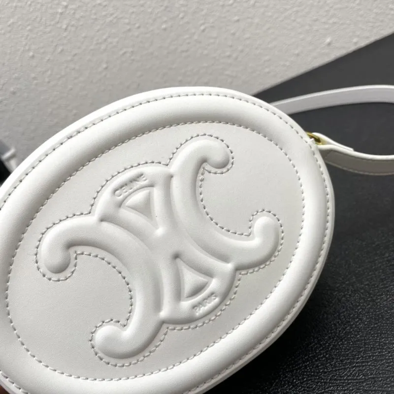 Celine White Round Crossbody Bag 7743 16cm - Image 4