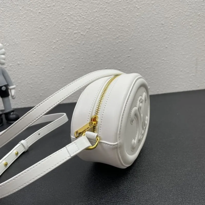 Celine White Round Crossbody Bag 7743 16cm - Image 5
