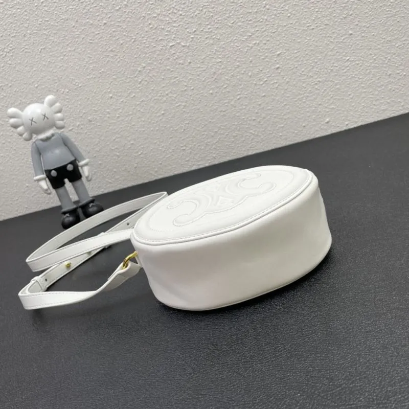 Celine White Round Crossbody Bag 7743 16cm - Image 7