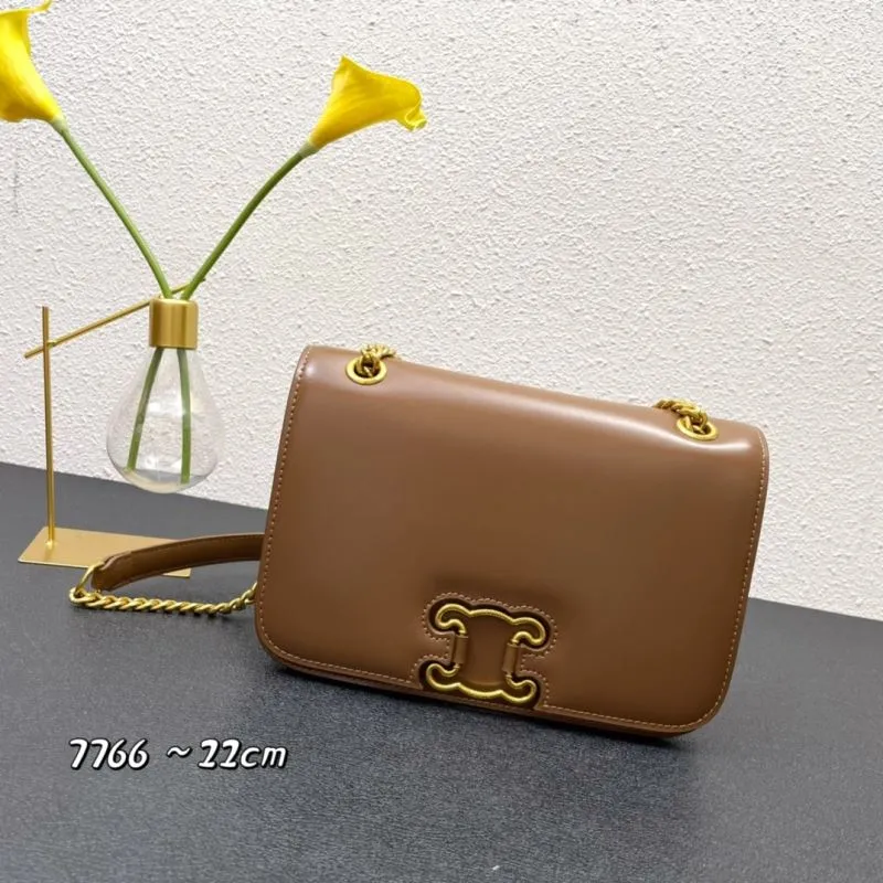 Celine Brown Satchel Bag 7766 22cm