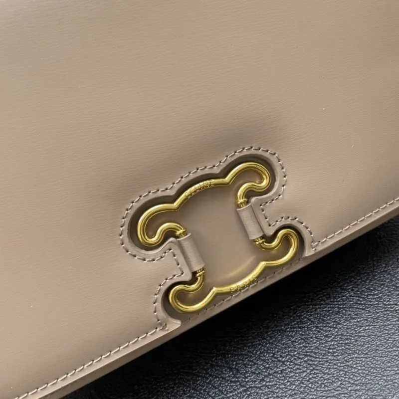 Celine Beige Leather Satchel Bag 7766 22cm - Image 5