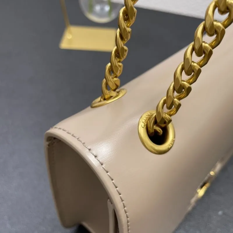 Celine Beige Leather Satchel Bag 7766 22cm - Image 6