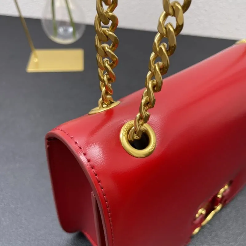 Celine Red Leather Chain Satchel Bag 7766 22cm - Image 6