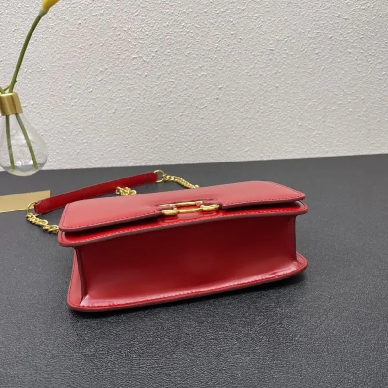 Celine Red Leather Chain Satchel Bag 7766 22cm - Image 7