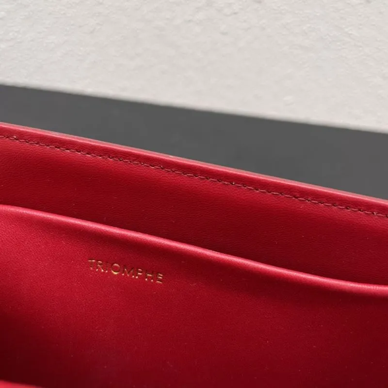 Celine Red Leather Chain Satchel Bag 7766 22cm - Image 9