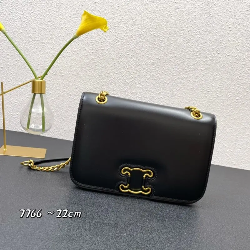 Celine Black Leather Satchel Bag 7766 22cm